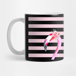 VINTAGE FLAMINGO WITH FLOWERS Mug